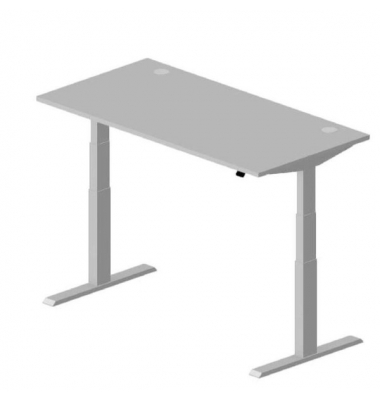 Schreibtisch Comfort Multi M, rechteckig, lichtgrau / silber