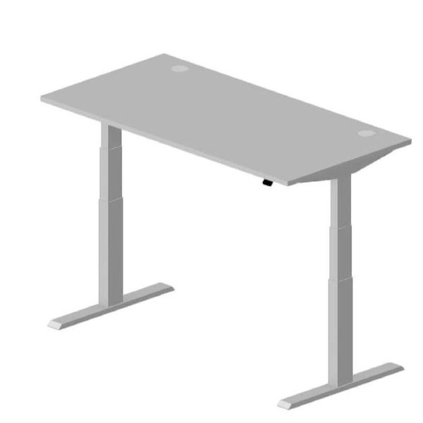 4255704319743 - Schreibtisch Comfort MULTI M pro elektrisch höhenverstellbar 64-130cm (H) 160x80cm (BxT) rechteckig lichtgrau   silber 4255