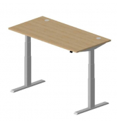 Schreibtisch Comfort MULTI M pro, elektrisch h&ouml;henverstellbar, 64-130cm (H), 160x80cm (BxT), rechteckig, buche / silber