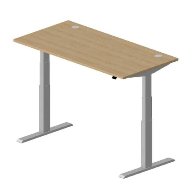 4255704319750 - Schreibtisch Comfort MULTI M pro elektrisch höhenverstellbar 64-130cm (H) 160x80cm (BxT) rechteckig buche   silber 42557043