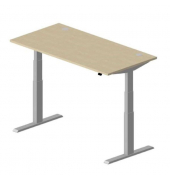 Schreibtisch Comfort MULTI M pro, elektrisch h&ouml;henverstellbar, 64-130cm (H), 160x80cm (BxT), rechteckig, ahorn / silber