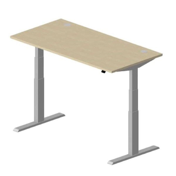 4255704319767 - Schreibtisch Comfort MULTI M pro elektrisch höhenverstellbar 64-130cm (H) 160x80cm (BxT) rechteckig ahorn   silber 42557043