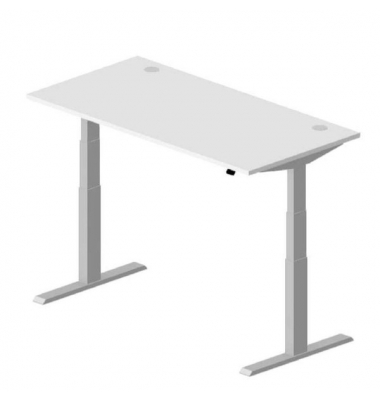Schreibtisch Comfort MULTI M pro, elektrisch h&ouml;henverstellbar, 64-130cm (H), 160x80cm (BxT), rechteckig, wei&szlig; / silber