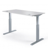 Schreibtisch MULTI M, elektrisch h&ouml;henverstellbar, rechteckig, lichtgrau / silber