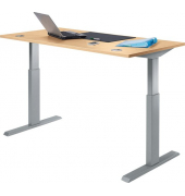 Schreibtisch MULTI M, elektrisch h&ouml;henverstellbar, rechteckig, buche / silber