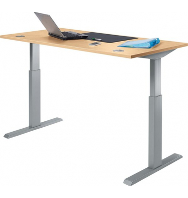 Schreibtisch MULTI M, rechteckig, buche / silber