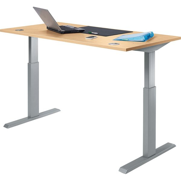 4255704319873 - Schreibtisch MULTI M elektrisch höhenverstellbar rechteckig buche   silber 4255704319873 Deskin