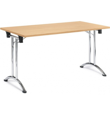 Klapptisch MODUL, 140x80cm (BxT), 73cm (H), Holz, rechteckig, buche / chrom