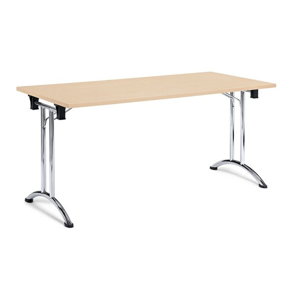 4255704320015 - Klapptisch 1400 x 800 ahornchrom T-Fuß gebogen 4255704320015 DESKIN