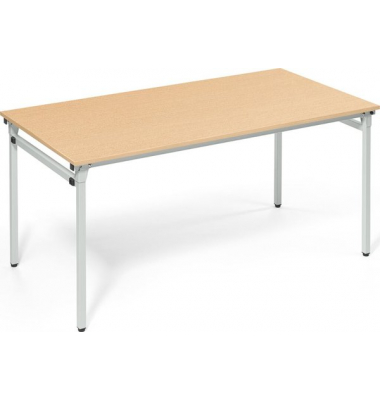 Klapptisch, 140x70cm (BxT), 72cm (H), Holz, rechteckig, buche / silber