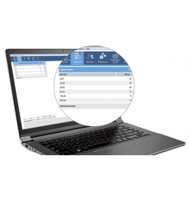 MCS Geldzähl-Software zur Verarbeitung von Zählergebnissen
