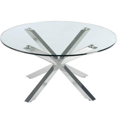 Beistelltisch XITTA, 40cm (H), 82x82cm (BxT), rund, durchsichtig / chrom