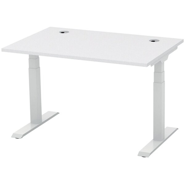 4255704320930 - Schreibtisch FLEX MODUL elektrisch höhenverstellbar 60-1255cm (H) 120x80cm (BxT) rechteckig lichtgrau   silber 42557043209