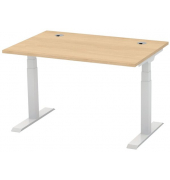 Schreibtisch FLEX MODUL, elektrisch h&ouml;henverstellbar, 60-125,5cm (H), 120x80cm (BxT), rechteckig, buche / silber