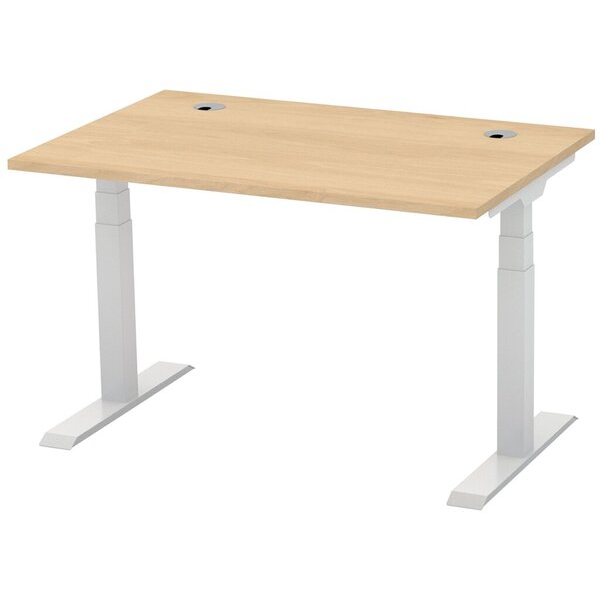 4255704320947 - Schreibtisch FLEX MODUL elektrisch höhenverstellbar 60-1255cm (H) 120x80cm (BxT) rechteckig buche   silber 4255704320947 D