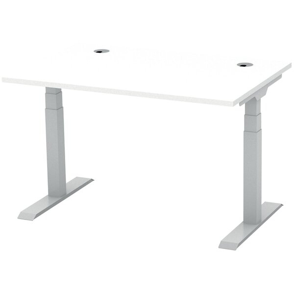4255704320961 - Schreibtisch FLEX MODUL elektrisch höhenverstellbar 60-1255cm (H) 120x80cm (BxT) rechteckig weiß   silber 4255704320961 De