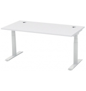 Schreibtisch FLEX MODUL, elektrisch h&ouml;henverstellbar, 60-125,5cm (H), 160x80cm (BxT), rechteckig, lichtgrau / silber