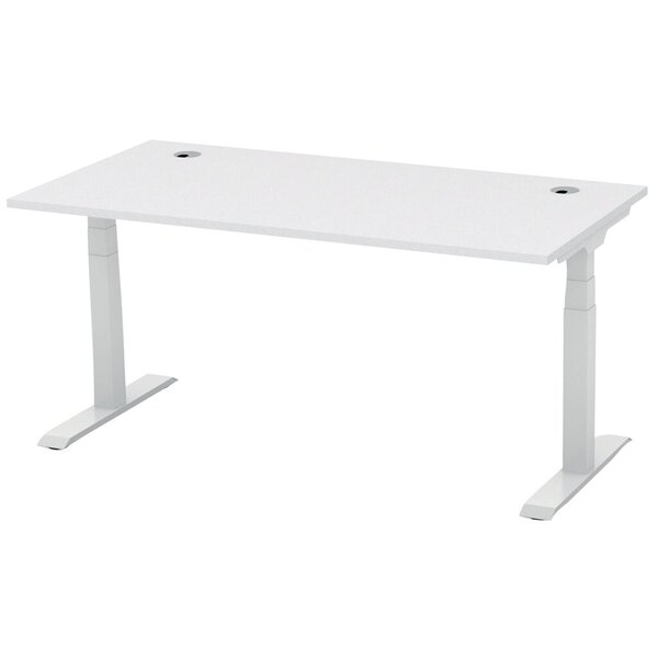 4255704320978 - Schreibtisch FLEX MODUL elektrisch höhenverstellbar 60-1255cm (H) 160x80cm (BxT) rechteckig lichtgrau   silber 42557043209