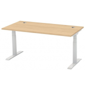 Schreibtisch FLEX MODUL, elektrisch h&ouml;henverstellbar, 60-125,5cm (H), 160x80cm (BxT), rechteckig, buche / silber