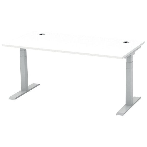 4255704321005 - Schreibtisch FLEX MODUL elektrisch höhenverstellbar 60-1255cm (H) 160x80cm (BxT) rechteckig weiß   silber 4255704321005 De