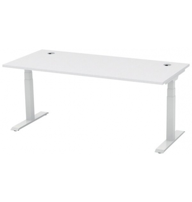 Schreibtisch Flex Modul, rechteckig, lichtgrau / silber
