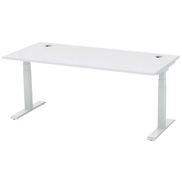 4255704321012 - Schreibtisch FLEX MODUL elektrisch höhenverstellbar 60-1255cm (H) 180x80cm (BxT) rechteckig lichtgrau   silber 42557043210