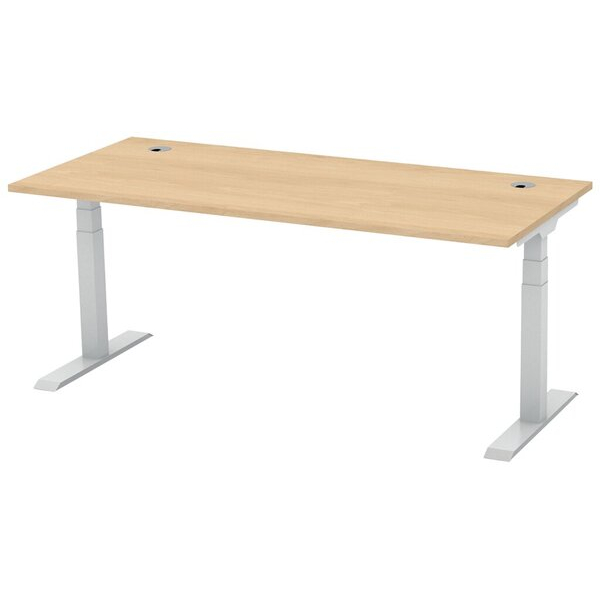 4255704321029 - Schreibtisch FLEX MODUL elektrisch höhenverstellbar 60-1255cm (H) 180x80cm (BxT) rechteckig buche   silber 4255704321029 D