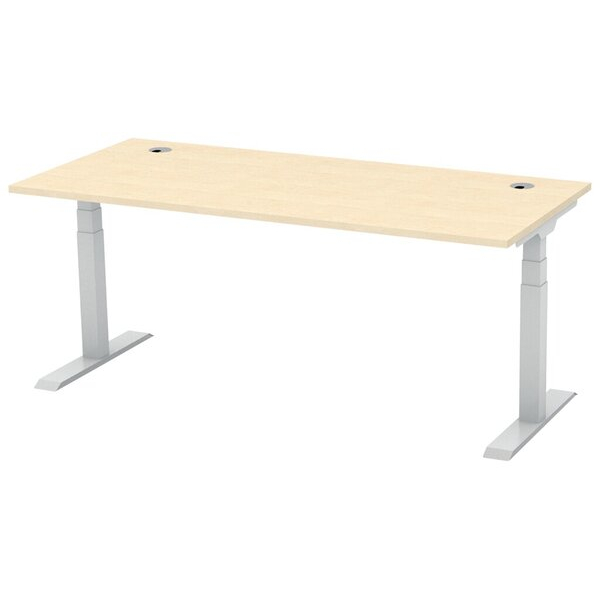4255704321036 - Schreibtisch FLEX MODUL elektrisch höhenverstellbar 60-1255cm (H) 180x80cm (BxT) rechteckig ahorn   silber 4255704321036 D