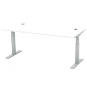 Schreibtisch FLEX MODUL, elektrisch h&ouml;henverstellbar, 60-125,5cm (H), 180x80cm (BxT), rechteckig, wei&szlig; / silber