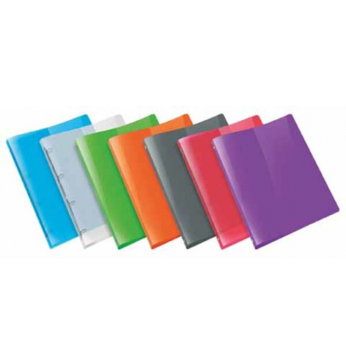 Ringbuch PROPYGLASS V020983, A4 4 Ringe 20mm Ring-&Oslash; PP-Vollkunststoff sortiert-transparent