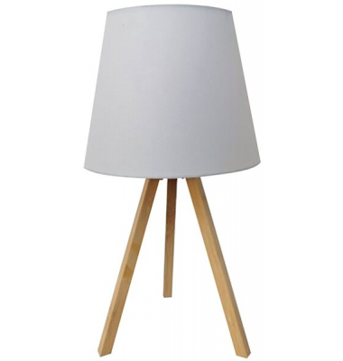 LED-Schreibtischlampe KATY, weiß/bambus, mit dreibein Standfuß
