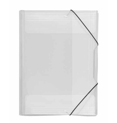 Eckspannmappe Crystal 4432290, A3 farblos-transparent Kunststoff, mit 3 Einschlagklappen