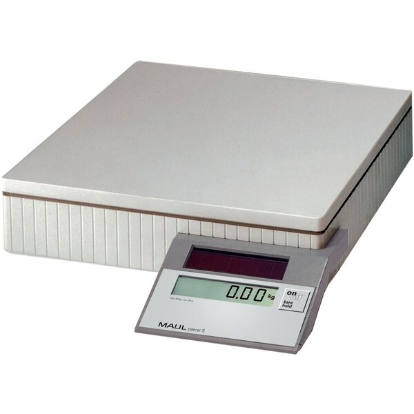 4002390011853 - MAUL Paketwaage MAULparcel S bis 50 kg Solarbetrieben Abschaltautomatik Ein-Tasten-Bedienung Hold-Funktion grau