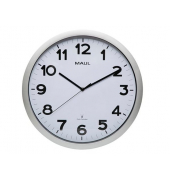 Uhr MAULstep 40RC Funkuhr silber Wanduhr Kunststoff Rahmen Ø 40cm