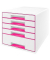 Schubladenbox Wow Cube 5214-20-23 perlweiß/pink metallic 5 Schubladen geschlossen