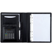 Ringbuchmappe Benaco, DIN A5, schwarz Nappaleder, Taschenrechner