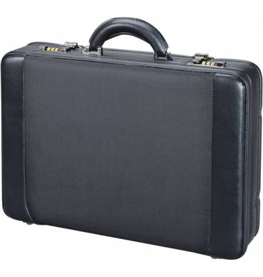 Attachékoffer Modica, schwarz Materialmix Nylon-Lederimitat