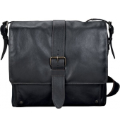 Umhängetasche Neo, Leder, dunkelbraun pflanzlich gegerbt, Laptopfach