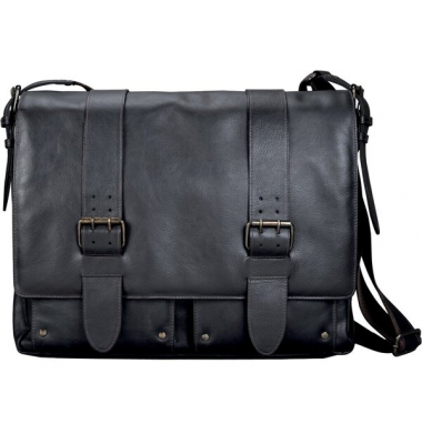 Umhängetasche Tank, Leder, dunkelbraun pflanzlich gegerbt, Laptopfach