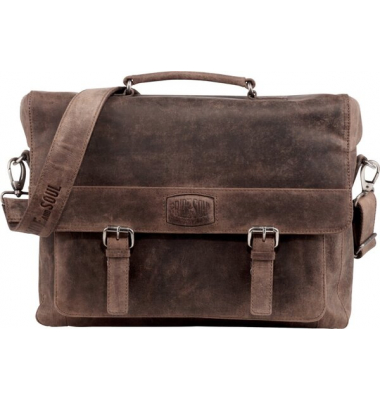 Businesstasche Cloud, Leder, braun Tragegriff, Vortasche