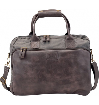 Laptoptasche Mystify S, graubraun Canvas-Lederimitat Materialmix
