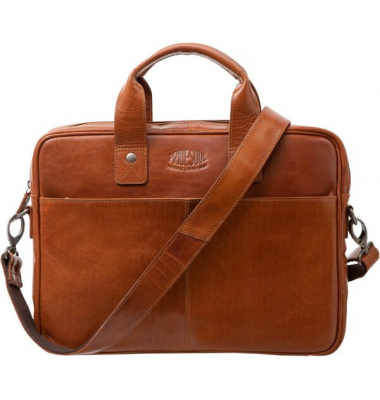 Laptoptasche Surprise, Leder, Cognac Tragegriffe, Reißverschluss