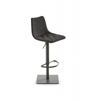 Bar-/Tresenhocker MY TOBY Kunstleder schwarz, Vintage, Gestell grau