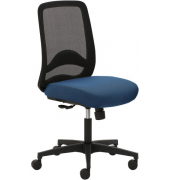 Drehstuhl myTRITON, niedriger Netz- rücken schwarz, Sitzpolster blau,