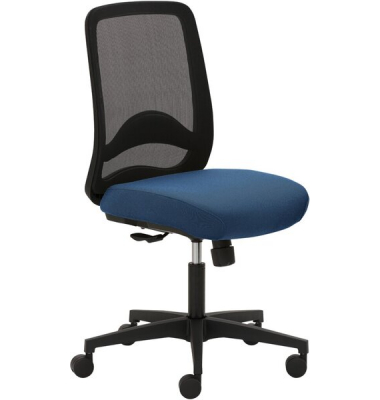 Drehstuhl myTRITON, niedriger Netz- rücken schwarz, Sitzpolster blau,
