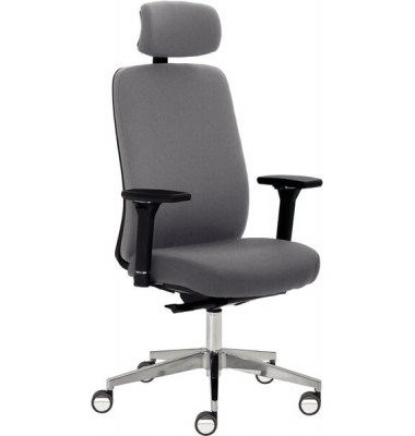Drehstuhl myTRITON, ergonomisch, Kopfstütze, grau, hoher Rücken,
