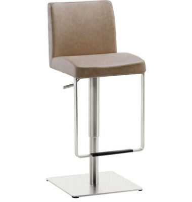 Bar/Tresenhocker 1260EL Gestell Edel- stahl gebürstet, beige gepolsterte