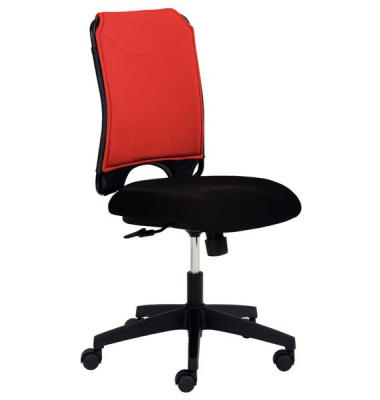 Drehstuhl 2333, ohne Armlehnen, rot Sitz schwarz gepolstert