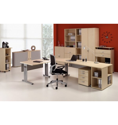 Regal 3 OH mit Türen und Standfüßen Ahorn, 800x400x1104