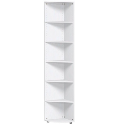 Eckabschlußregal 6 OH 2160x400x400 mit Standfüßen, weiß, Flex
